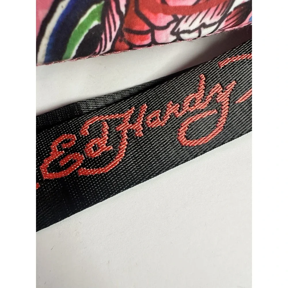 Ed Hardy Pink Tattoo Print Duffel Bag Kills Slowly Rhinestone Skull Weekender